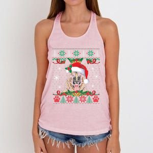 Ger Shepherd Christmas Santa Ugly Sweater Dog Lover Xmas Gift Women's Knotted Racerback Tank