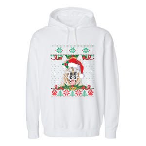 Ger Shepherd Christmas Santa Ugly Sweater Dog Lover Xmas Gift Garment-Dyed Fleece Hoodie