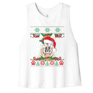 Ger Shepherd Christmas Santa Ugly Sweater Dog Lover Xmas Gift Women's Racerback Cropped Tank