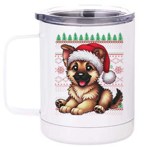 German Shepherd Christmas Ugly Sweater Funny Dog Lover Xmas 12 oz Stainless Steel Tumbler Cup