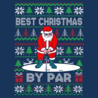 Golf Santa Claus Best Christmas By Par 7 Panel Mesh Trucker Snapback Hat