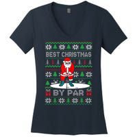 Golf Santa Claus Best Christmas By Par Women's V-Neck T-Shirt