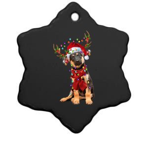 Ger Shepherd Christmas Snow Layers Santa Dog Ugly Xmas Gift Ceramic Star Ornament