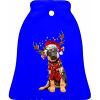 Ger Shepherd Christmas Snow Layers Santa Dog Ugly Xmas Gift Ceramic Bell Ornament