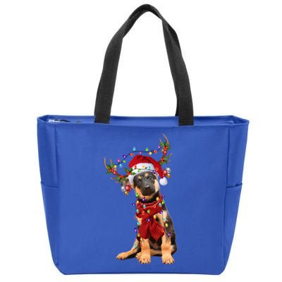 Ger Shepherd Christmas Snow Layers Santa Dog Ugly Xmas Gift Zip Tote Bag