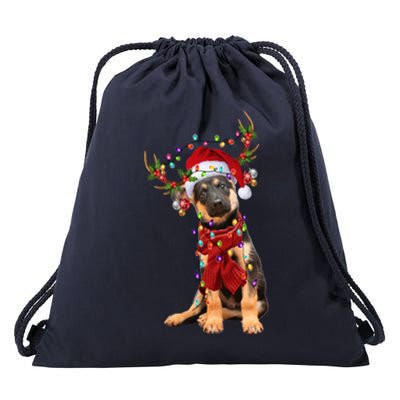 Ger Shepherd Christmas Snow Layers Santa Dog Ugly Xmas Gift Drawstring Bag