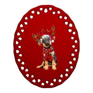 Ger Shepherd Christmas Snow Layers Santa Dog Ugly Xmas Gift Ceramic Oval Ornament