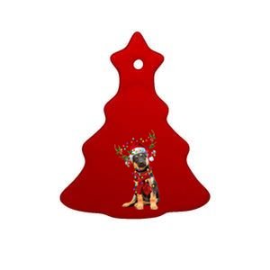 Ger Shepherd Christmas Snow Layers Santa Dog Ugly Xmas Gift Ceramic Tree Ornament