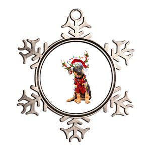 Ger Shepherd Christmas Snow Layers Santa Dog Ugly Xmas Gift Metallic Star Ornament