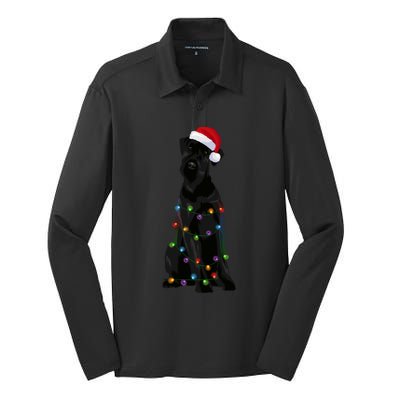 Giant Schnauzer Christmas Lights Xmas Dog Lover Gift Silk Touch Performance Long Sleeve Polo