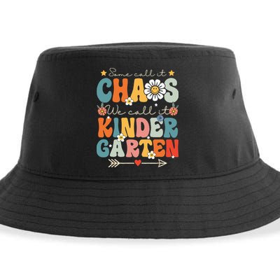 Groovy Some Call It Chaos We Call It Kindergarten Teachers Sustainable Bucket Hat