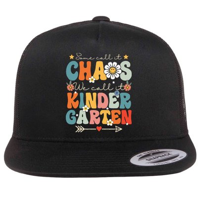 Groovy Some Call It Chaos We Call It Kindergarten Teachers Flatbill Hat