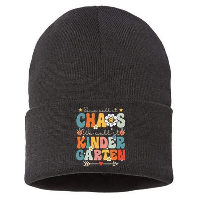 Groovy Some Call It Chaos We Call It Kindergarten Teachers Sustainable Knit Beanie