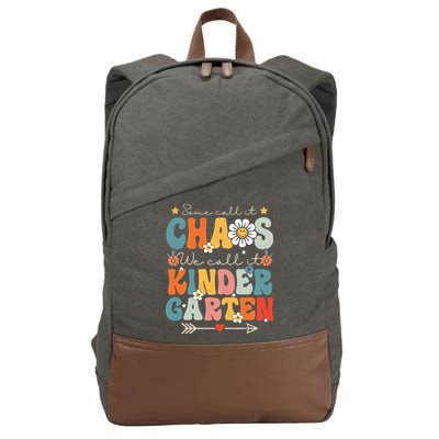 Groovy Some Call It Chaos We Call It Kindergarten Teachers Cotton Canvas Backpack