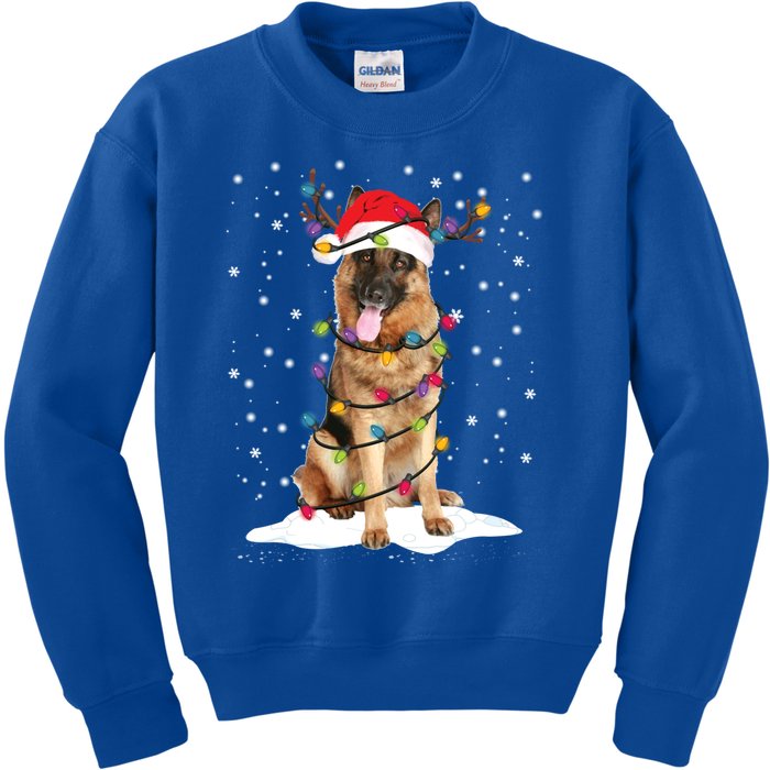 Ger Shepherd Christmas Tree Light Pajama Dog Xmas Funny Gift Kids Sweatshirt