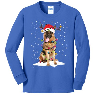 Ger Shepherd Christmas Tree Light Pajama Dog Xmas Funny Gift Kids Long Sleeve Shirt