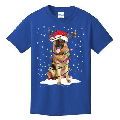 Ger Shepherd Christmas Tree Light Pajama Dog Xmas Funny Gift Kids T-Shirt