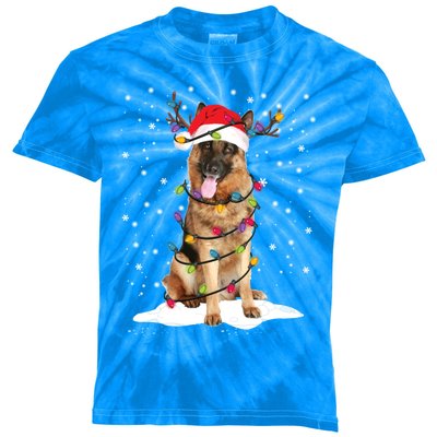 Ger Shepherd Christmas Tree Light Pajama Dog Xmas Funny Gift Kids Tie-Dye T-Shirt