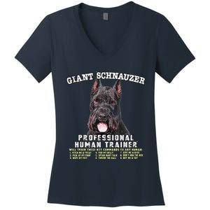 Giant Schnauzer Cropped Professional Human Trainer Cute Dog Women's V-Neck T-Shirt