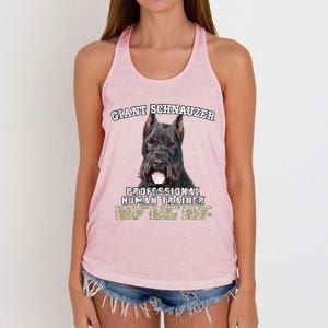 Giant Schnauzer Cropped Professional Human Trainer Cute Dog Women's Knotted Racerback Tank