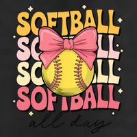 Groovy Softball Coquette Bow Softball Lover Softball All Day  7 Panel Mesh Trucker Snapback Hat