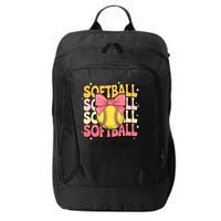 Groovy Softball Coquette Bow Softball Lover Softball All Day  City Backpack