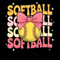 Groovy Softball Coquette Bow Softball Lover Softball All Day  Drawstring Bag