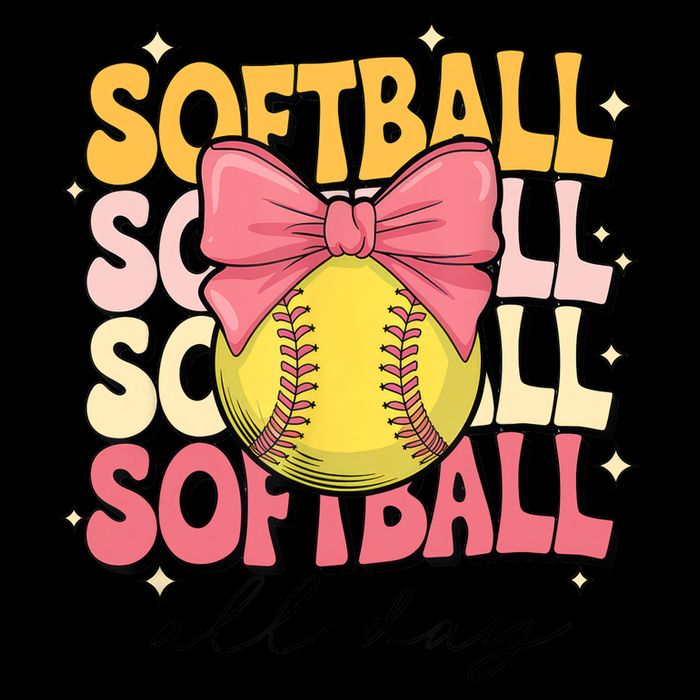 Groovy Softball Coquette Bow Softball Lover Softball All Day  Drawstring Bag