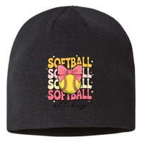 Groovy Softball Coquette Bow Softball Lover Softball All Day  Sustainable Beanie