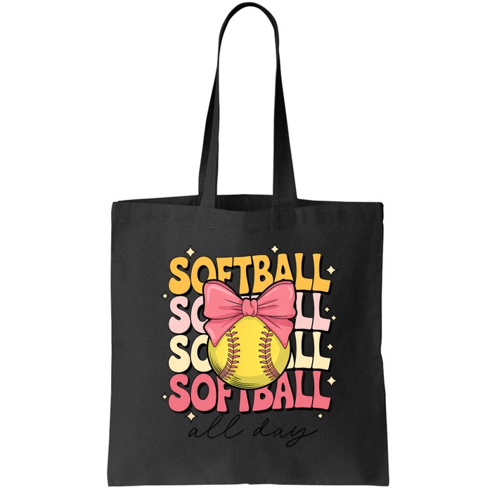 Groovy Softball Coquette Bow Softball Lover Softball All Day  Bag