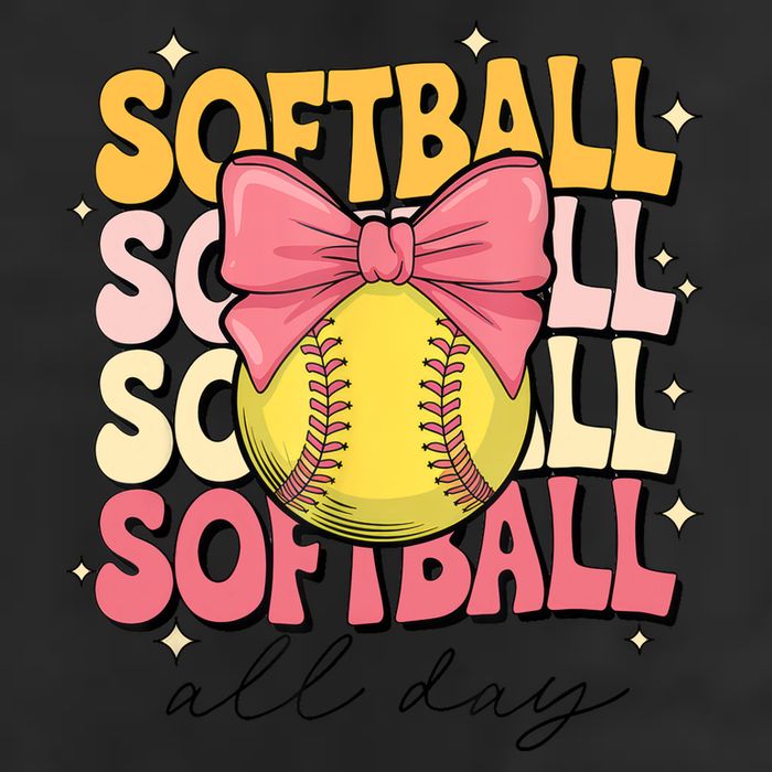 Groovy Softball Coquette Bow Softball Lover Softball All Day  25L Jumbo Tote