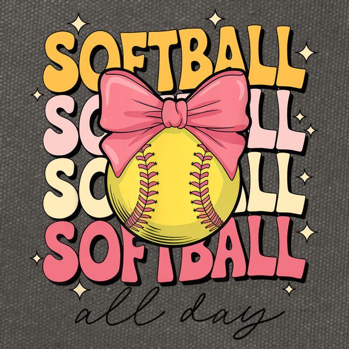 Groovy Softball Coquette Bow Softball Lover Softball All Day  Cotton Canvas Backpack