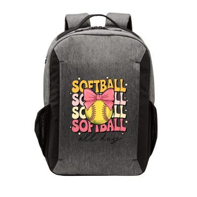 Groovy Softball Coquette Bow Softball Lover Softball All Day  Vector Backpack