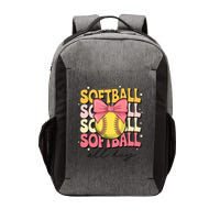 Groovy Softball Coquette Bow Softball Lover Softball All Day  Vector Backpack