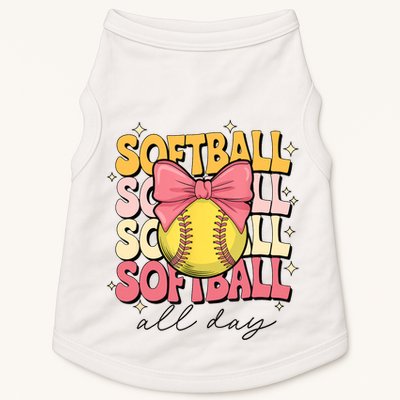 Groovy Softball Coquette Bow Softball Lover Softball All Day  Doggie Tank