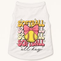 Groovy Softball Coquette Bow Softball Lover Softball All Day  Doggie Tank