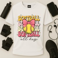 Groovy Softball Coquette Bow Softball Lover Softball All Day  Performance Shirt