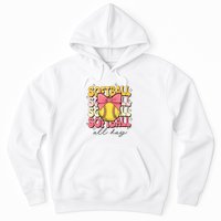 Groovy Softball Coquette Bow Softball Lover Softball All Day  Hoodie