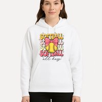 Groovy Softball Coquette Bow Softball Lover Softball All Day  Hoodie