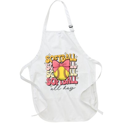 Groovy Softball Coquette Bow Softball Lover Softball All Day  Apron