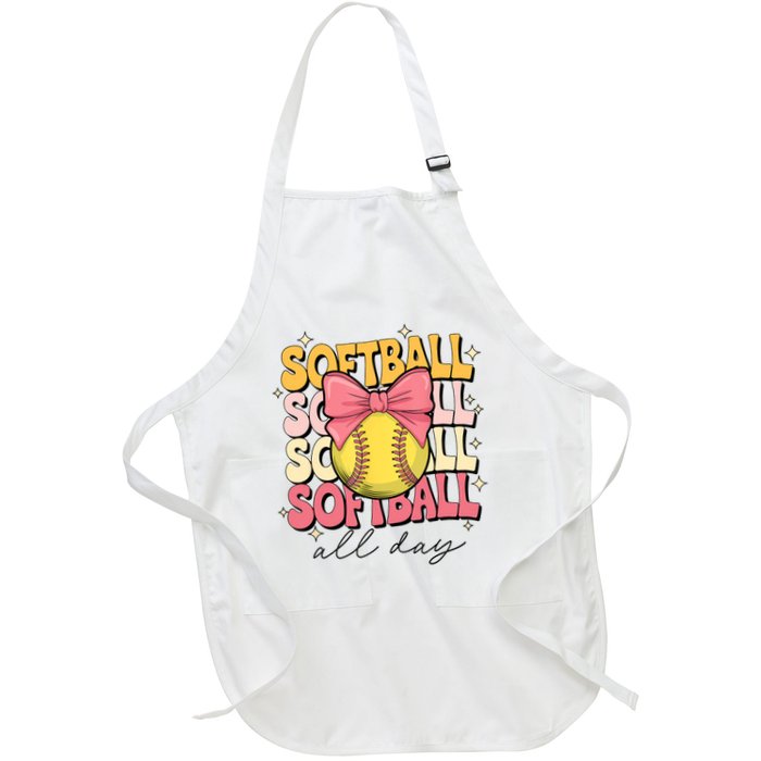 Groovy Softball Coquette Bow Softball Lover Softball All Day  Apron