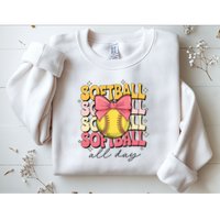 Groovy Softball Coquette Bow Softball Lover Softball All Day  Sweatshirt