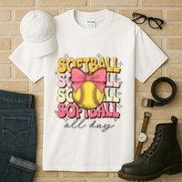 Groovy Softball Coquette Bow Softball Lover Softball All Day  Tall T-Shirt