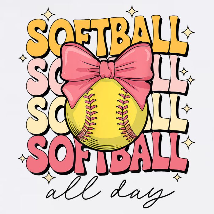 Groovy Softball Coquette Bow Softball Lover Softball All Day  Sustainable Bucket Hat