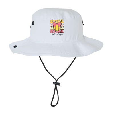 Groovy Softball Coquette Bow Softball Lover Softball All Day  Bucket Hat