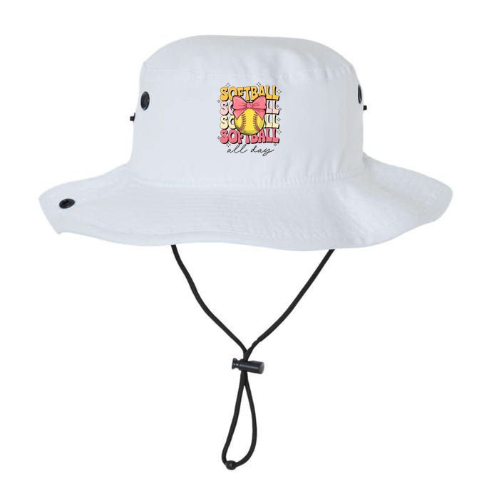Groovy Softball Coquette Bow Softball Lover Softball All Day  Bucket Hat