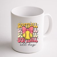 Groovy Softball Coquette Bow Softball Lover Softball All Day  Mug