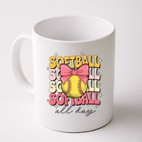 Groovy Softball Coquette Bow Softball Lover Softball All Day  Mug