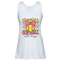 Groovy Softball Coquette Bow Softball Lover Softball All Day  Ladies Essential Flowy Tank
