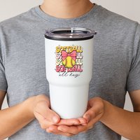 Groovy Softball Coquette Bow Softball Lover Softball All Day  Tumbler